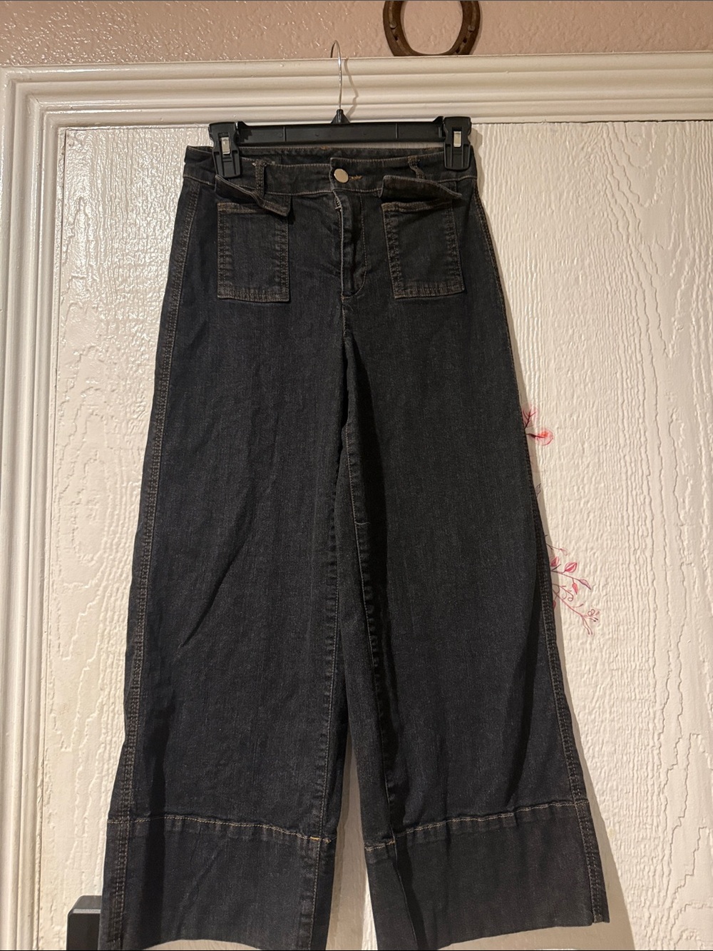 Zara Black Wide-Leg High-Rise Jeans size XS